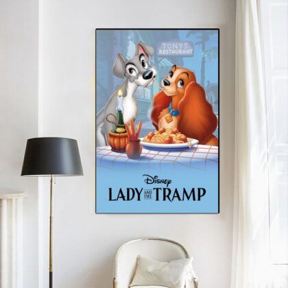 Lady and the tramp MOVIE Poster Canvas Wall Art Home Decor (No Frame)