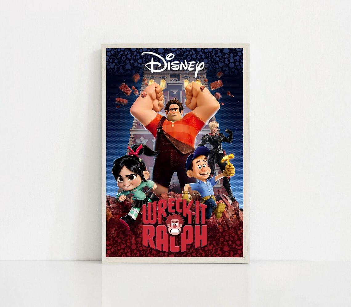 Wreck-It Ralph,Ralph Breaks the Internet MOVIE Poster Canvas Wall Art Home Decor (No Frame) - Image 2